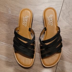 Franco Sarto black strappy slip-on sandals